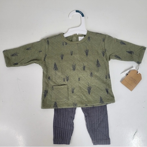 New! Baby 2pc Quilted Pullover & Leggings Set, Olive Green- Boy or Girl … - Picture 2 of 9